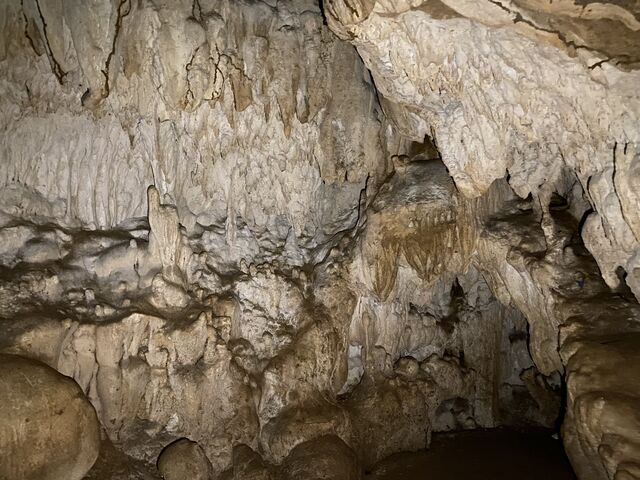 Limestone formations inside a cave at Baratang